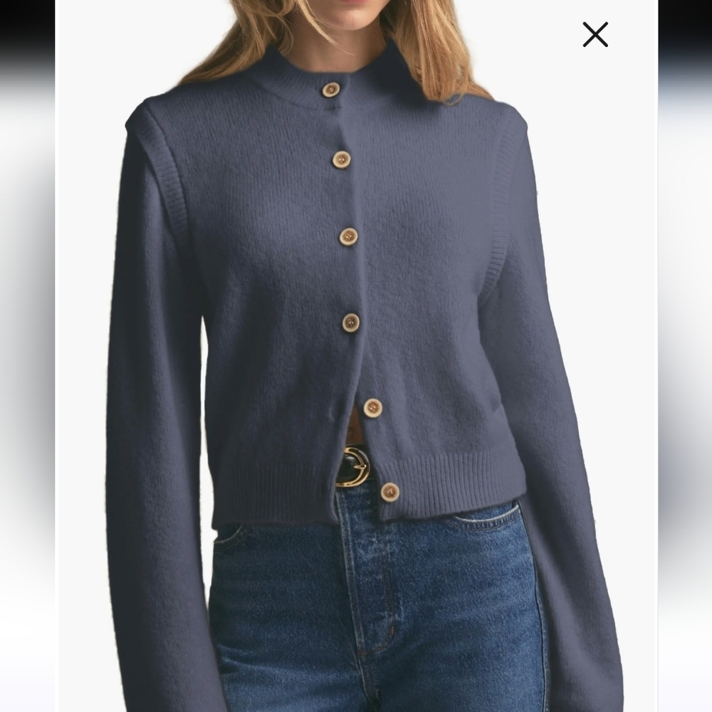 NWT Favorite Daughter The Varsity Wool Blend Cardigan Size XL In Slate Color